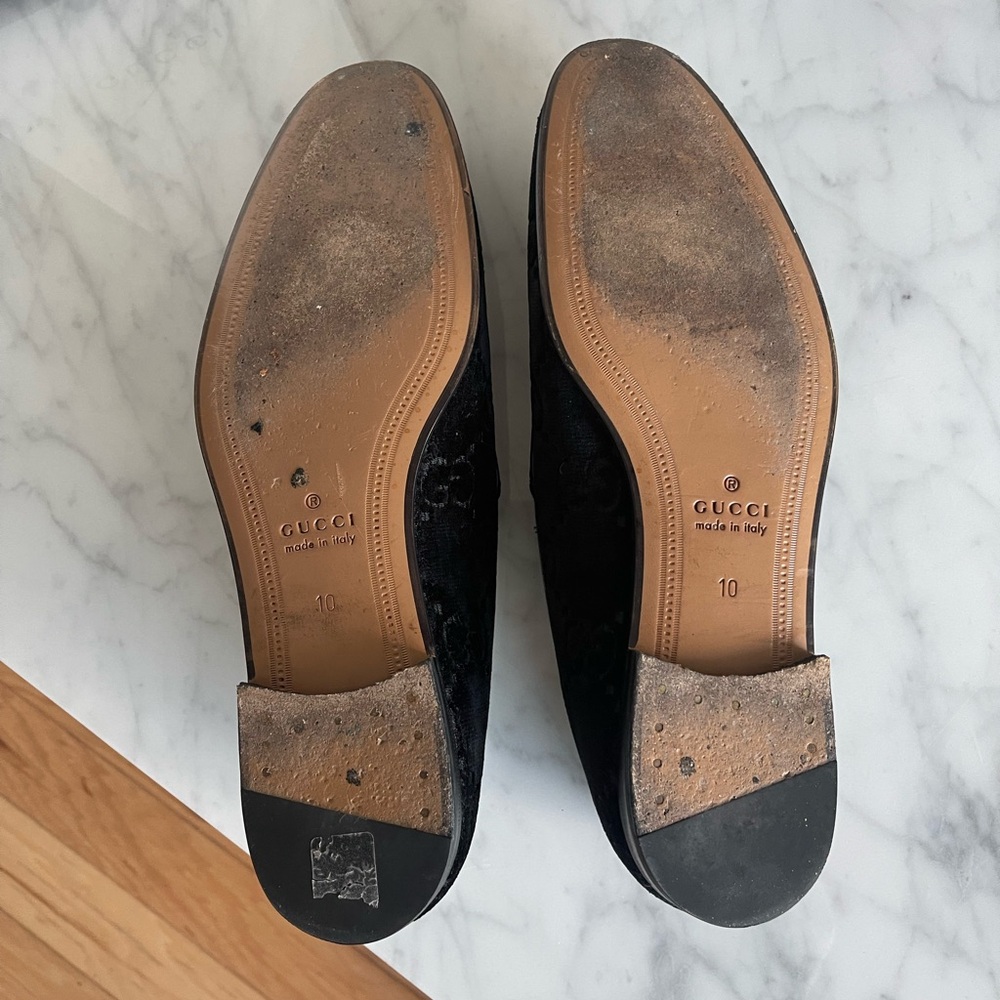 Gucci Men’s Black Velvet Jordaan Horsebit Loafer - Picture 5 of 6